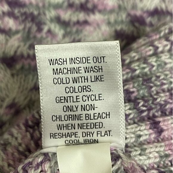 Croft & Barrow Purple & Multicolored Mock Neck Pullover Knit Sweater (Size: M) - Picture 7 of 11